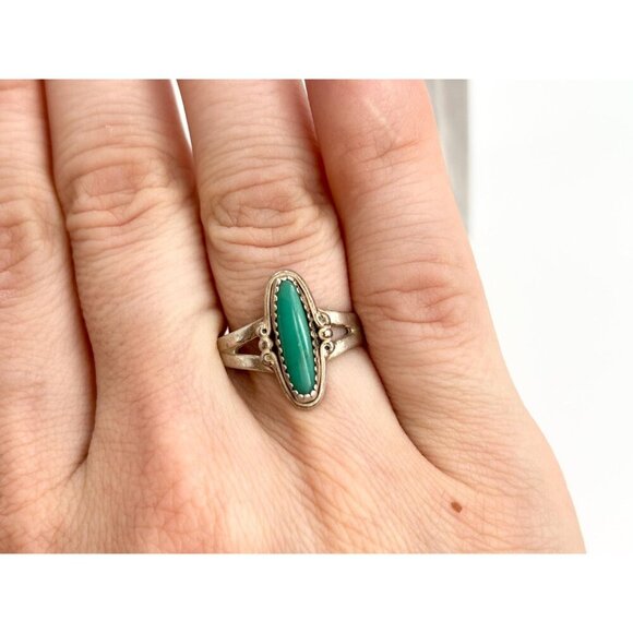 XL Turquoise Bell Trading Post Southwest Style Sterling Silver 925 Ring - sz 7 - Picture 8 of 10
